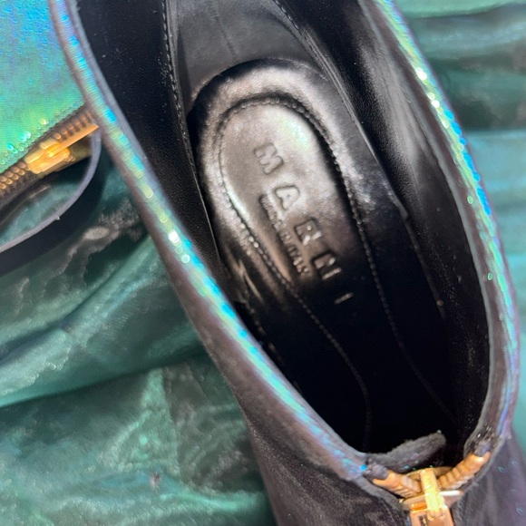 Emerald green Marni unique boot heels green stiletto booties with zipper - Picture 12 of 13